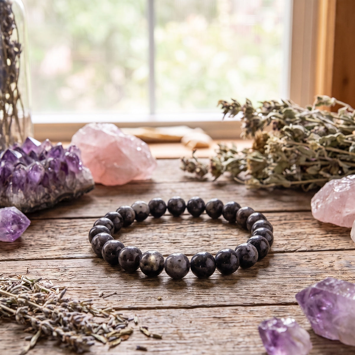 Bracelet Labradorite Noire — Écouter ton intuition